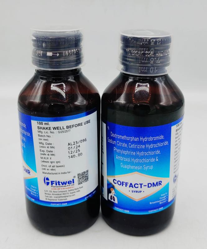 Hydrobromide IP 15mg + Phenylephrine Hydrochloride IP 10mg + Cetirizine Hydrochloride IP 5mg + Ambroxol Hydrochloride IP 30mg + Guaiphenesin IP 100mg 